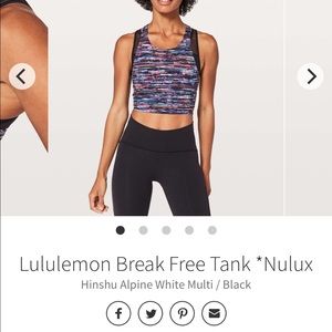 Lululemon break free tank size 6